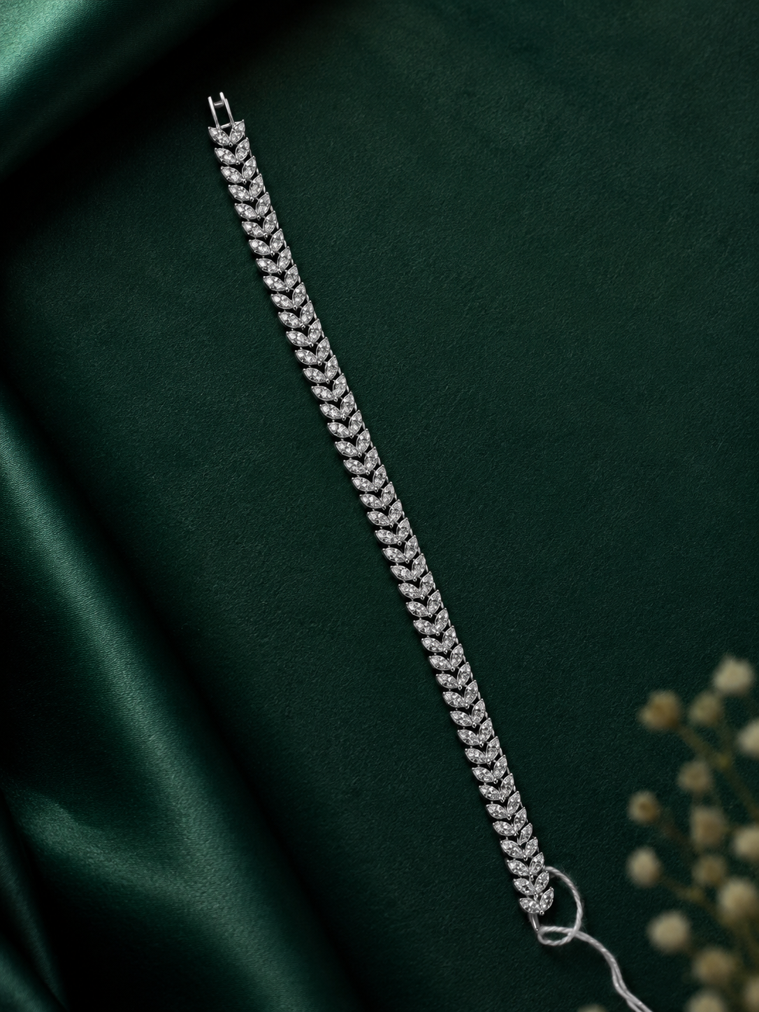 Aveline Silver Leaf Crystal Bracelet product view