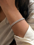 Celeste Silver Crystal Statement Bracelet worn on wrist