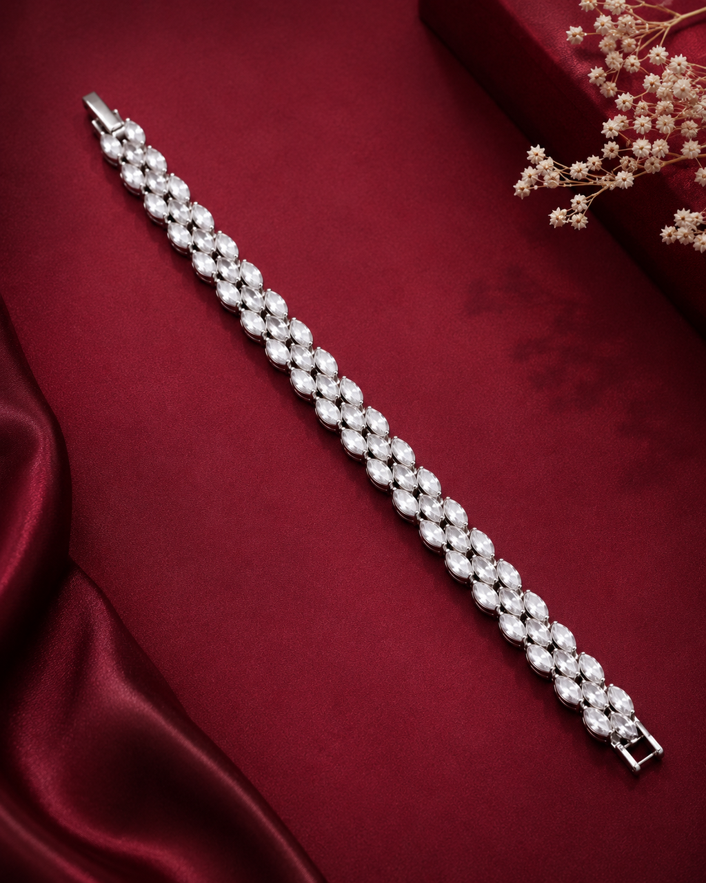 Celeste Silver Crystal Statement Bracelet product view