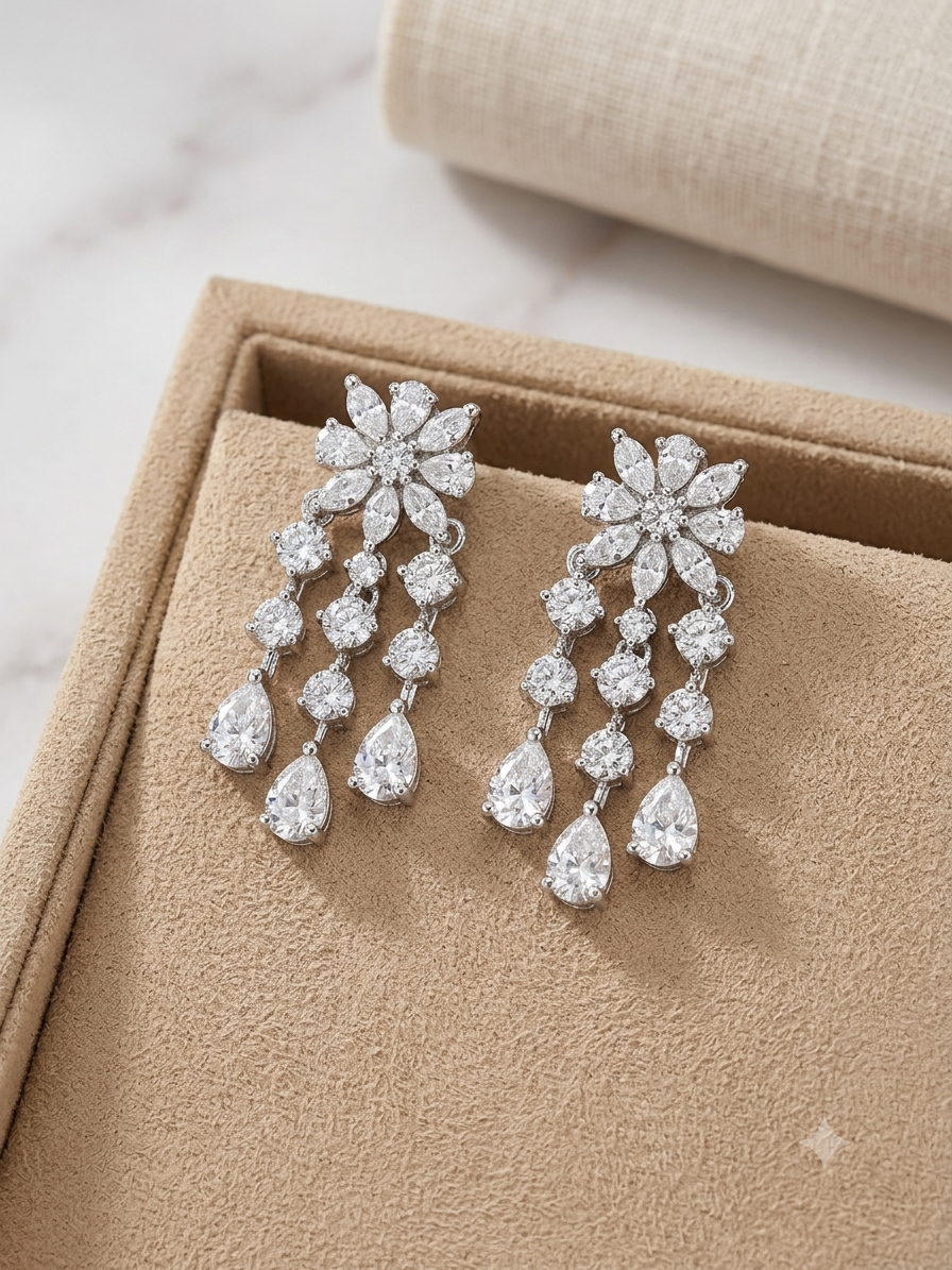 Seraphina Floral Cascade Earrings detail view