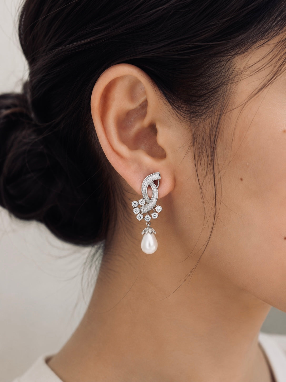 Amara Crystal Pearl Drop Earrings featured view