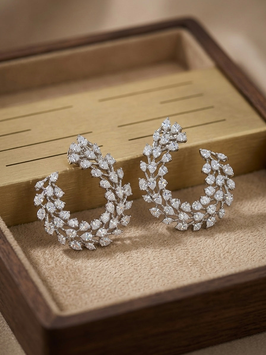 Aster Crystal Wreath Earrings detail view