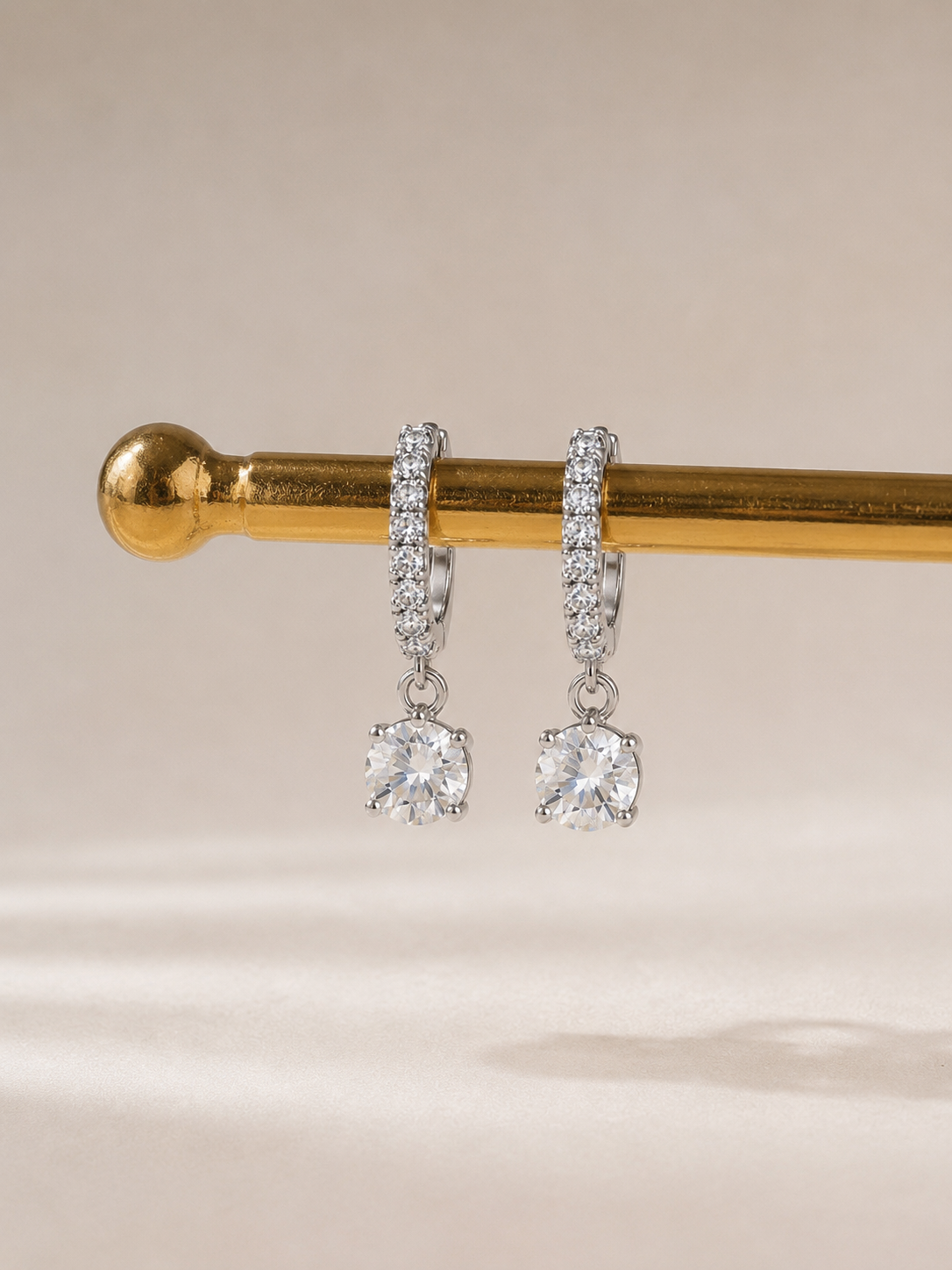 Solène Crystal Drop Huggie Earrings featured view