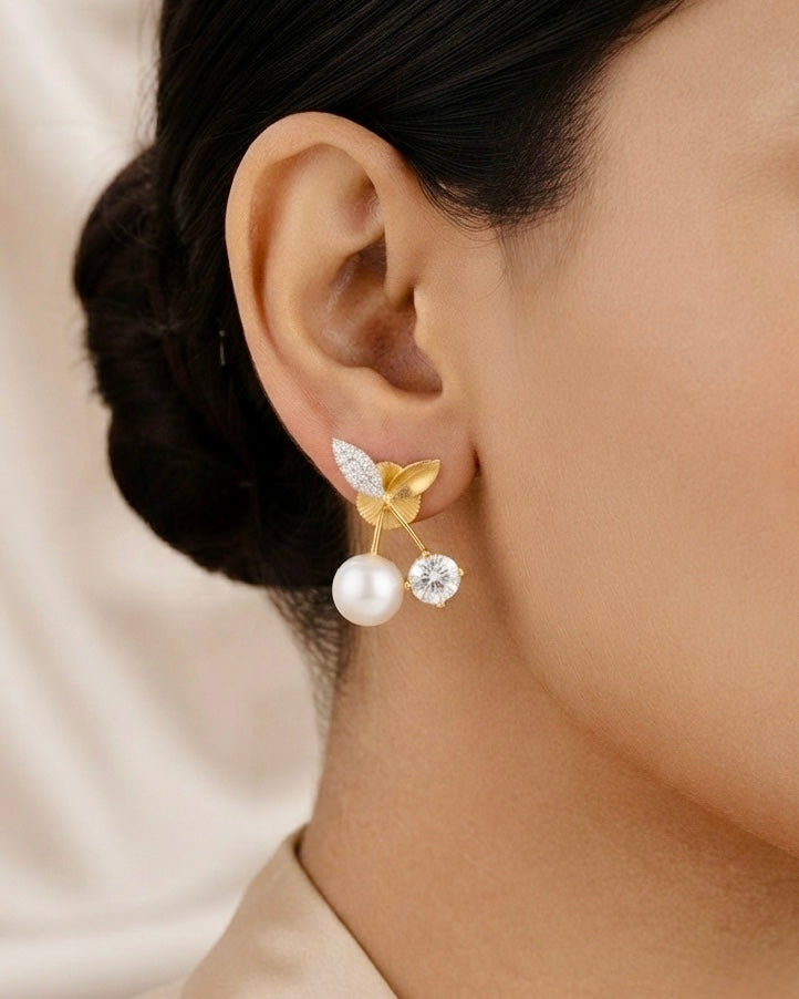Aurelia Butterfly Pearl Drop Earrings detail view