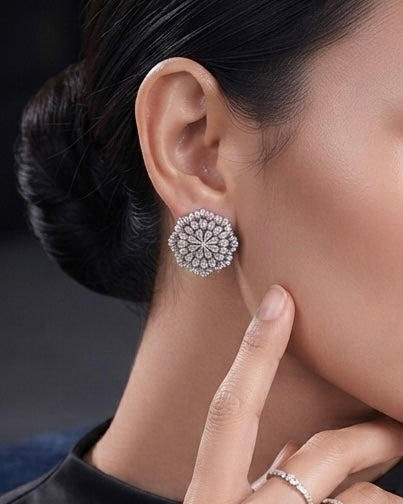 Celestia Crystal Cluster Stud Earrings detail view