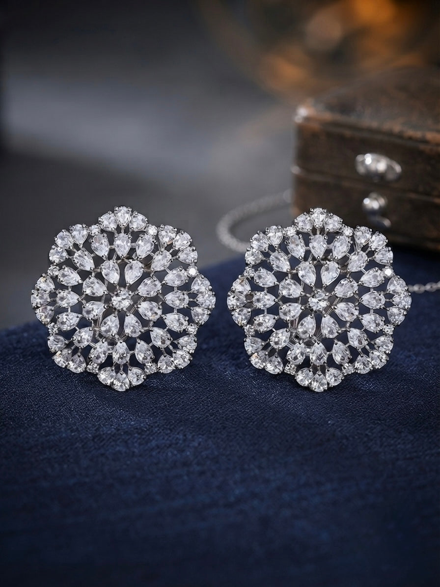 Celestia Crystal Cluster Stud Earrings detail view