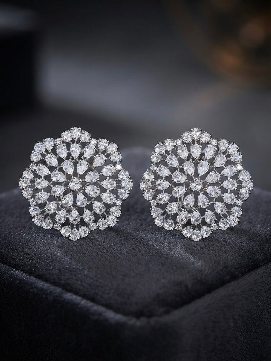 Celestia Crystal Cluster Stud Earrings detail view