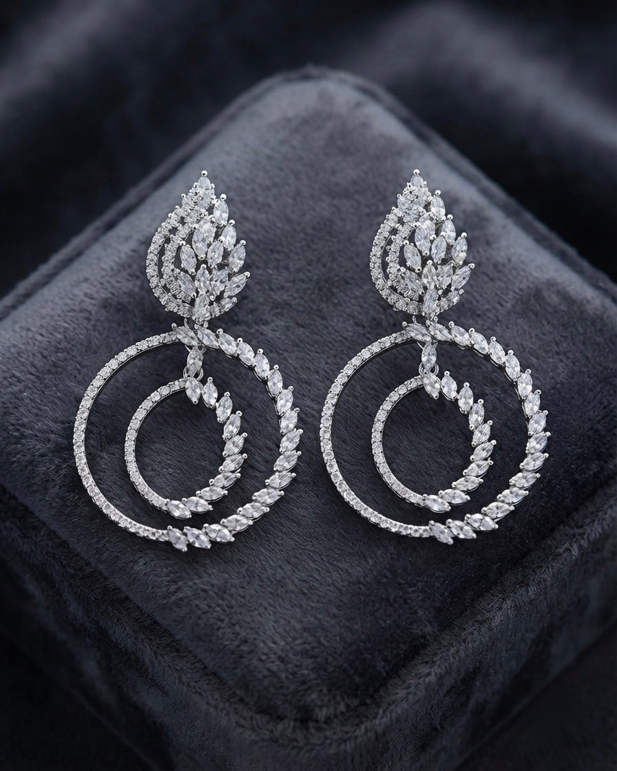 Orlena Crystal Double Orbit Earrings detail view