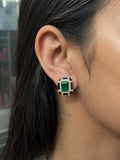 Emerald Noir Statement Stud Earrings worn on ear