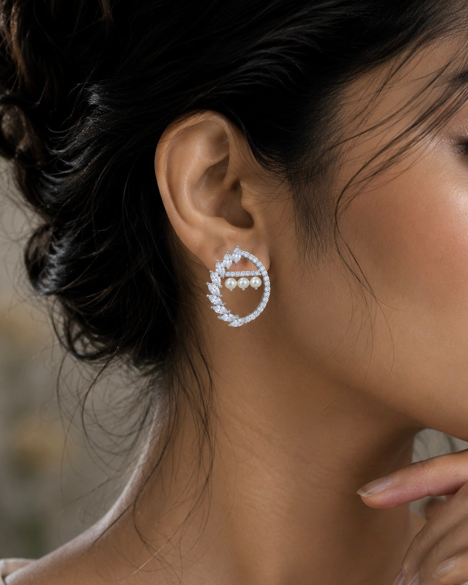 Luna Pearl Orbit Stud Earrings featured view