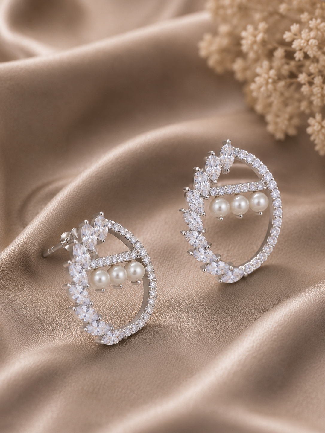 Luna Pearl Orbit Stud Earrings detail view