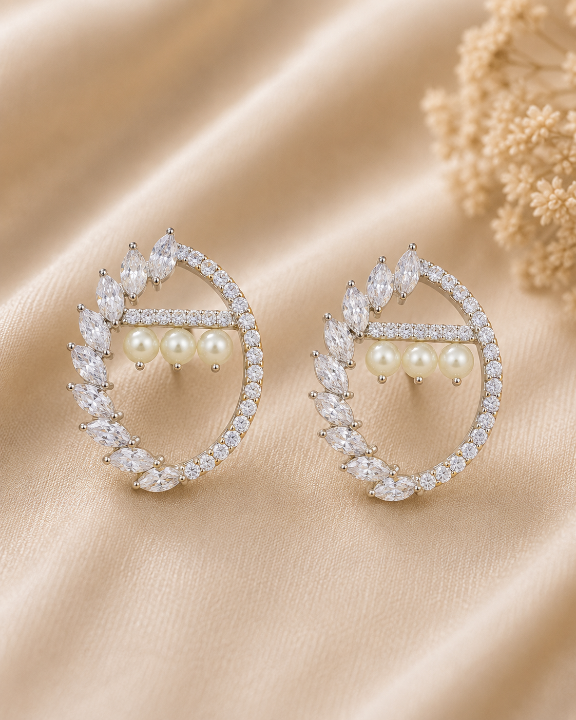 Luna Pearl Orbit Stud Earrings detail view