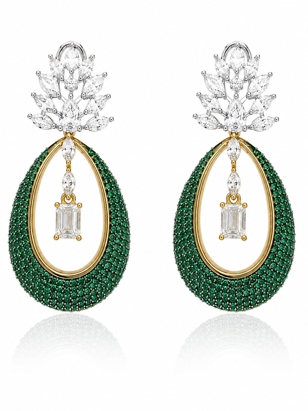 Emerald Elara Crystal Teardrop Earrings featured view