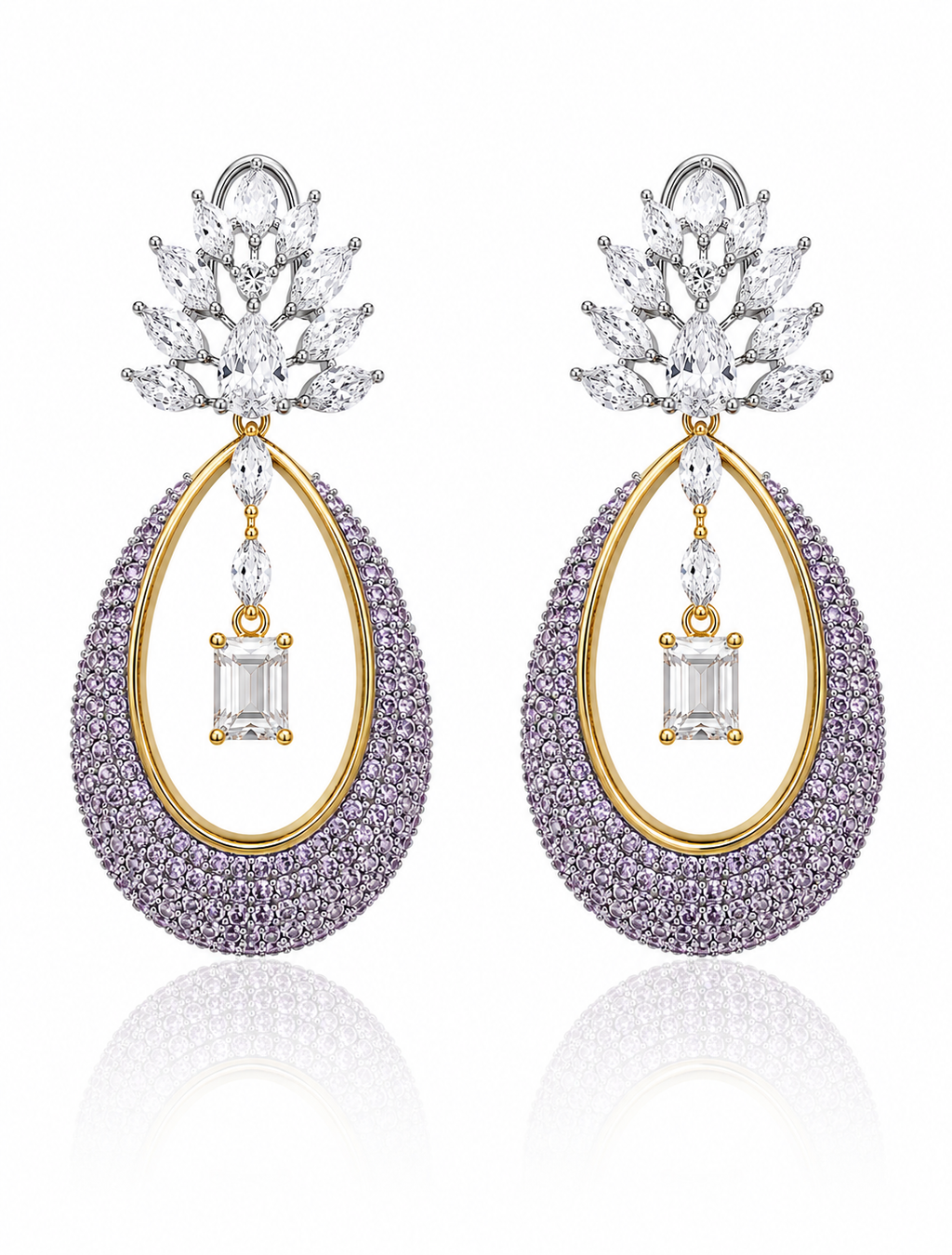 Lavender Elara Crystal Teardrop Earrings featured view