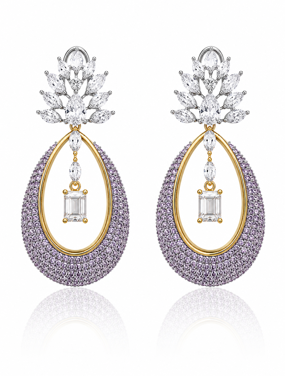 Lavender Elara Crystal Teardrop Earrings featured view