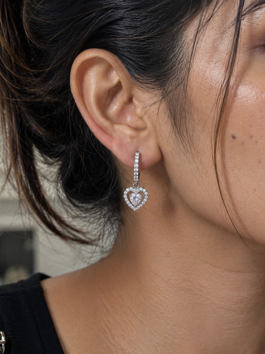 Celeste Heart Crystal Drop Earrings featured view