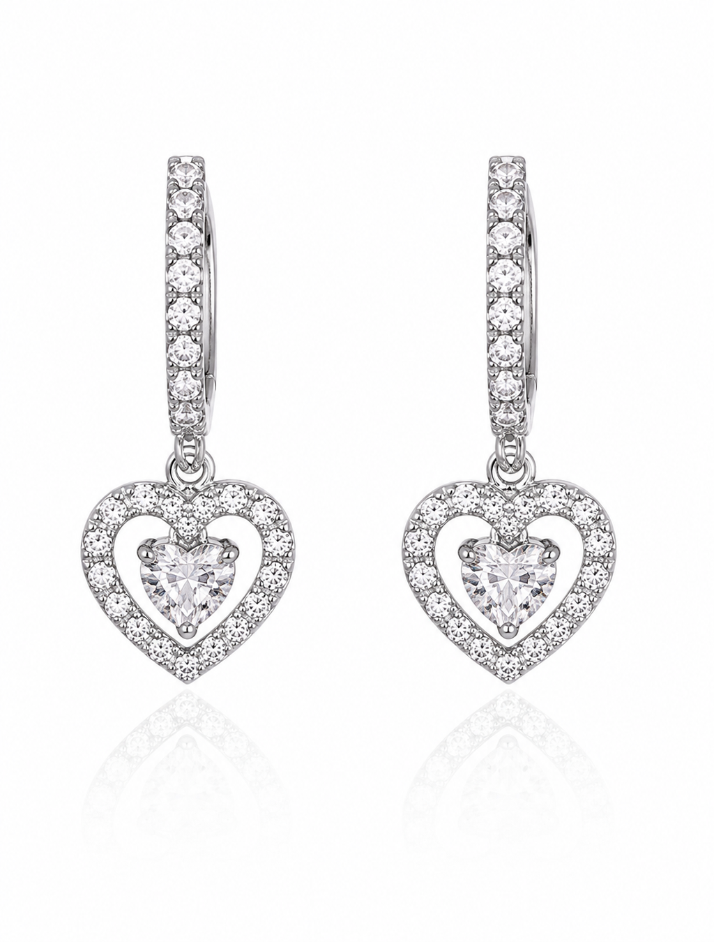 Celeste Heart Crystal Drop Earrings detail view