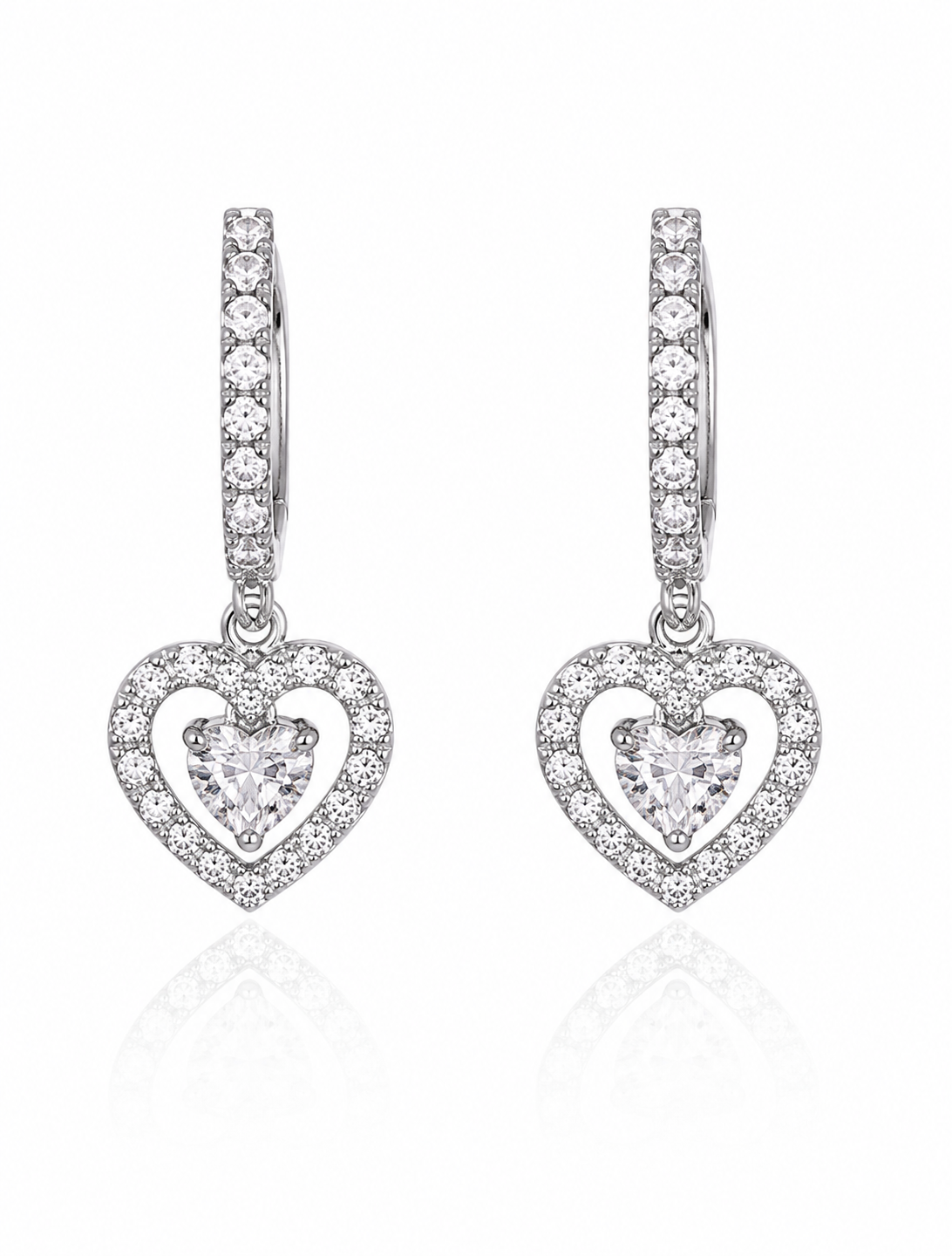 Celeste Heart Crystal Drop Earrings detail view