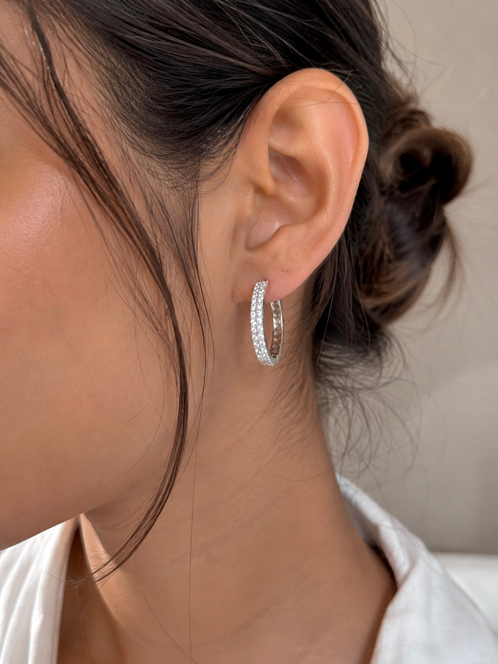 Lyra Crystal Pavé Hoop Earrings detail view