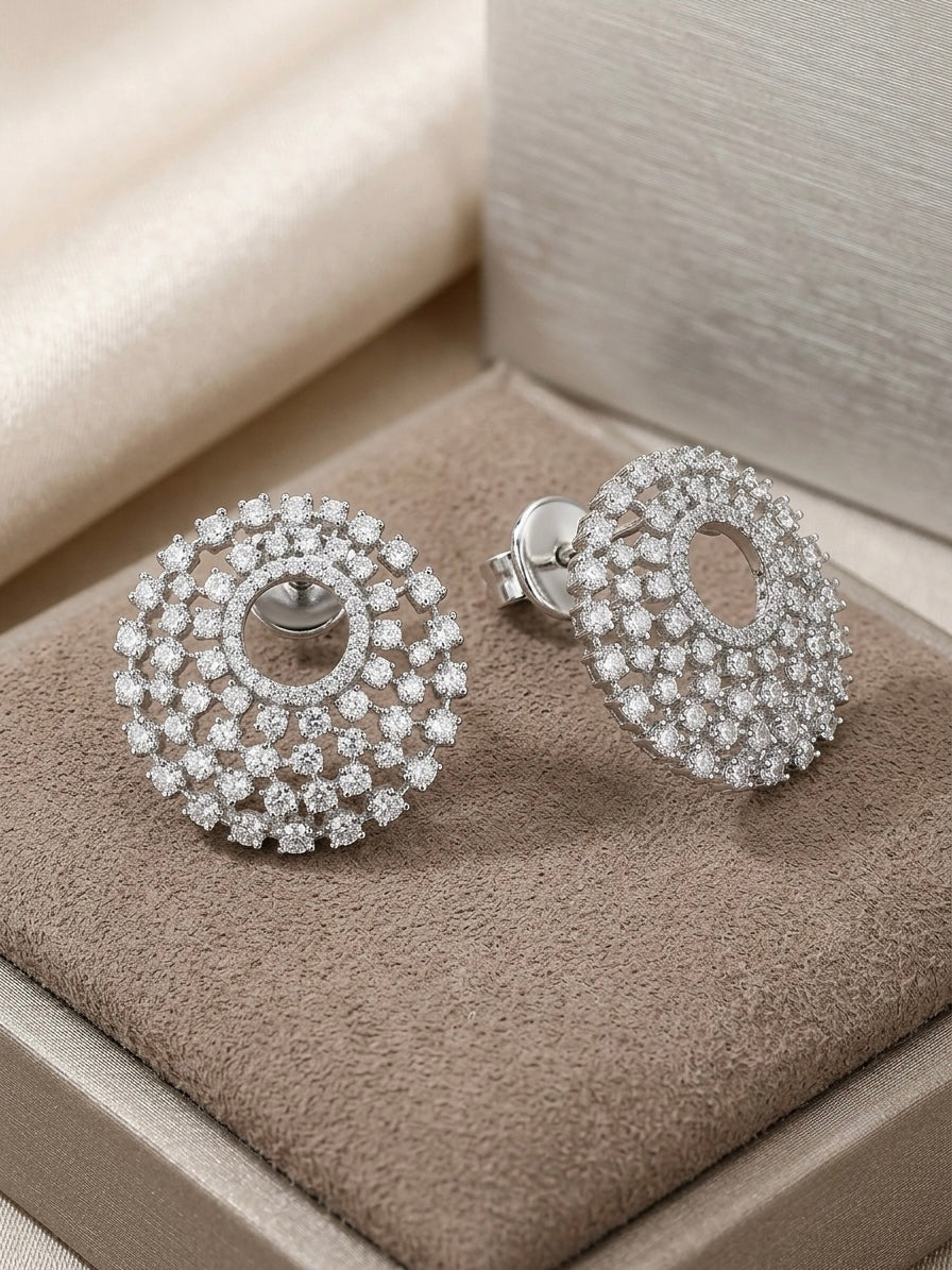 Nova Crystal Halo Stud Earrings featured view