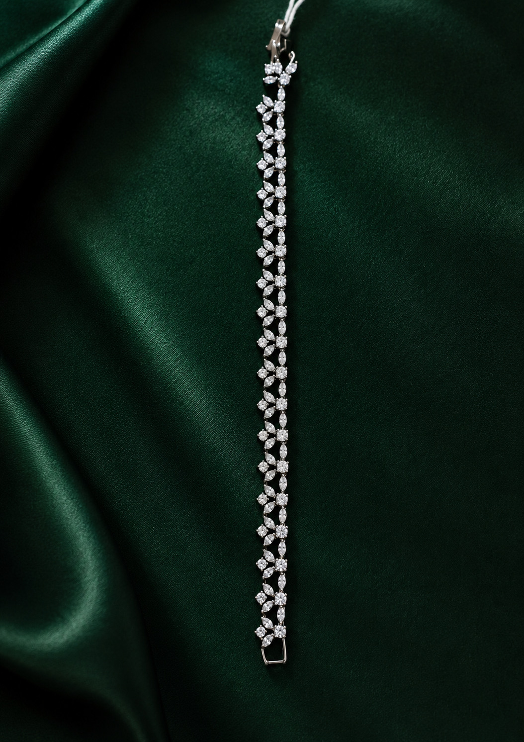 Elara Silver Floral Crystal Bracelet product view