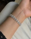 Seraphina Silver Bow Crystal Bracelet worn on wrist